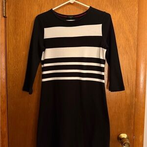 Talbots Black and White Long Sleeve Dress